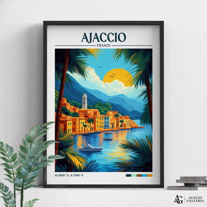 Ajaccio France Retro Travel Print