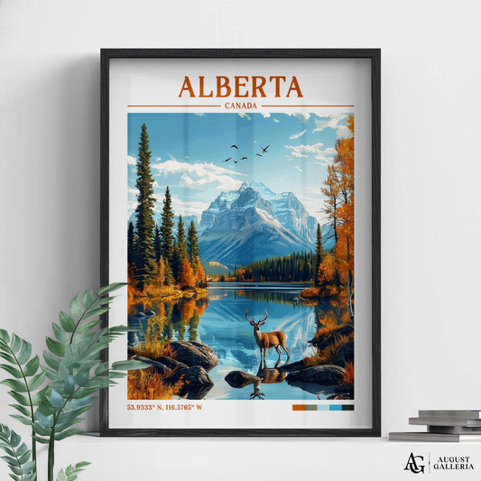 Alberta Canada Retro Travel Print