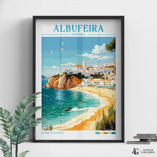 Albufeira Portugal Retro Travel Print