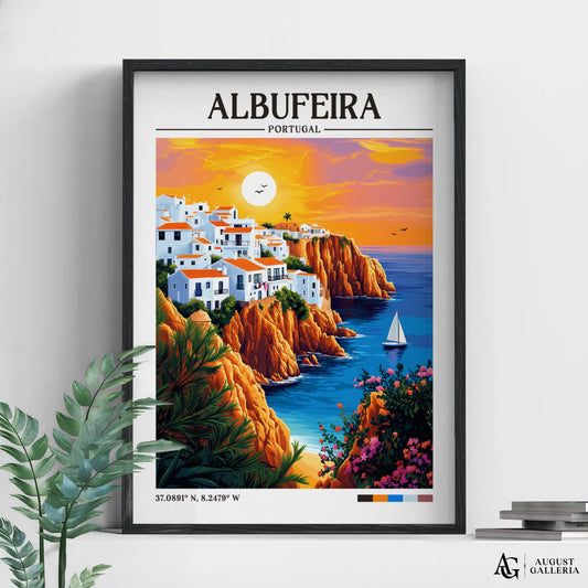 Albufeira Portugal Retro Travel Print