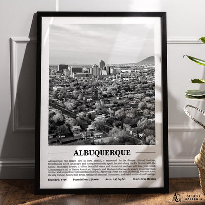 Albuquerque Black & White City Print