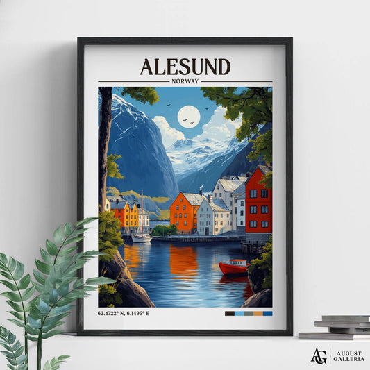 Ålesund Norway Retro Travel Print