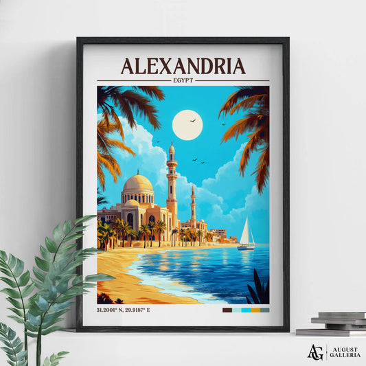 Alexandria Egypt Retro Travel Print