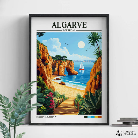 Algarve Portugal Retro Travel Print