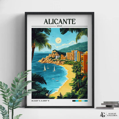 Alicante Spain Retro Travel Print