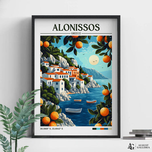 Alonissos Greece Retro Travel Print