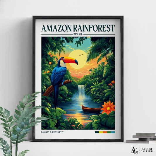 Amazon Rainforest Retro Travel Print