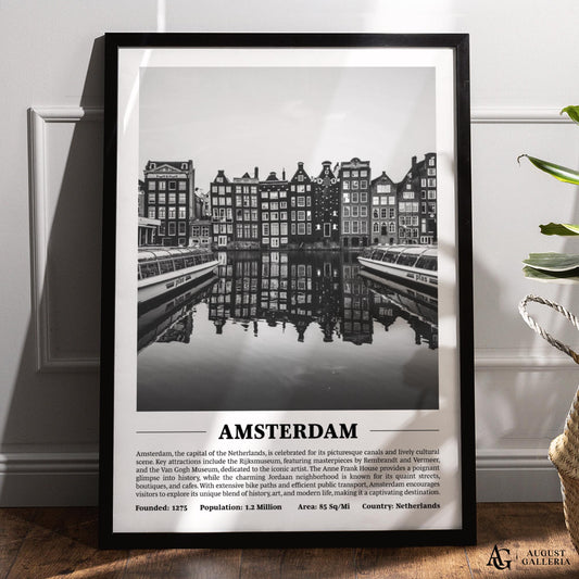 Amsterdam Black & White City Print