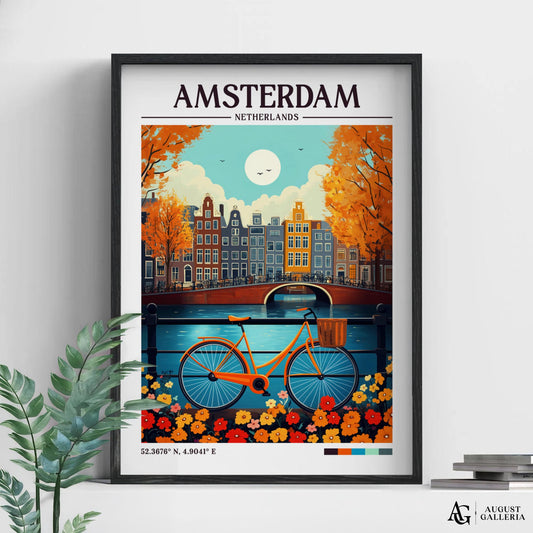 Amsterdam Netherlands Retro Travel Print