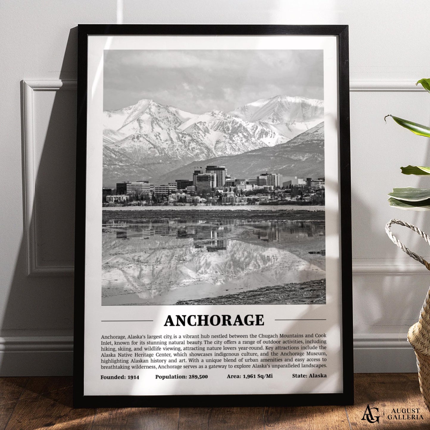 Anchorage Black & White City Print