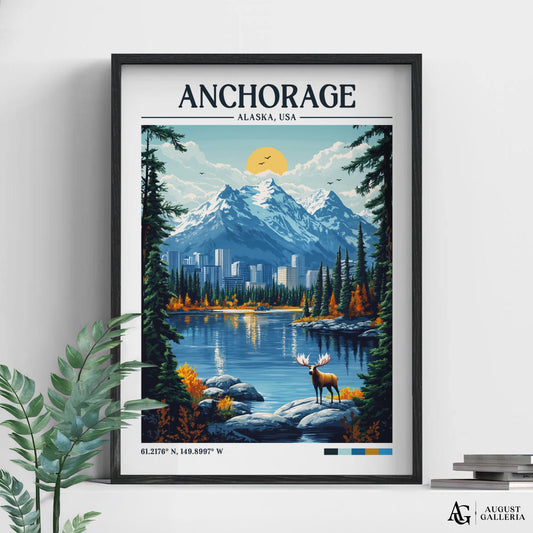 Anchorage Alaska Retro Travel Print