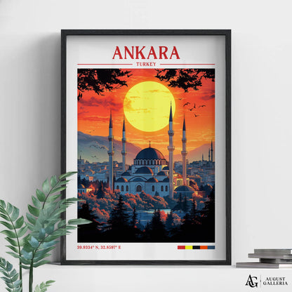Ankara Turkey Retro Travel Print