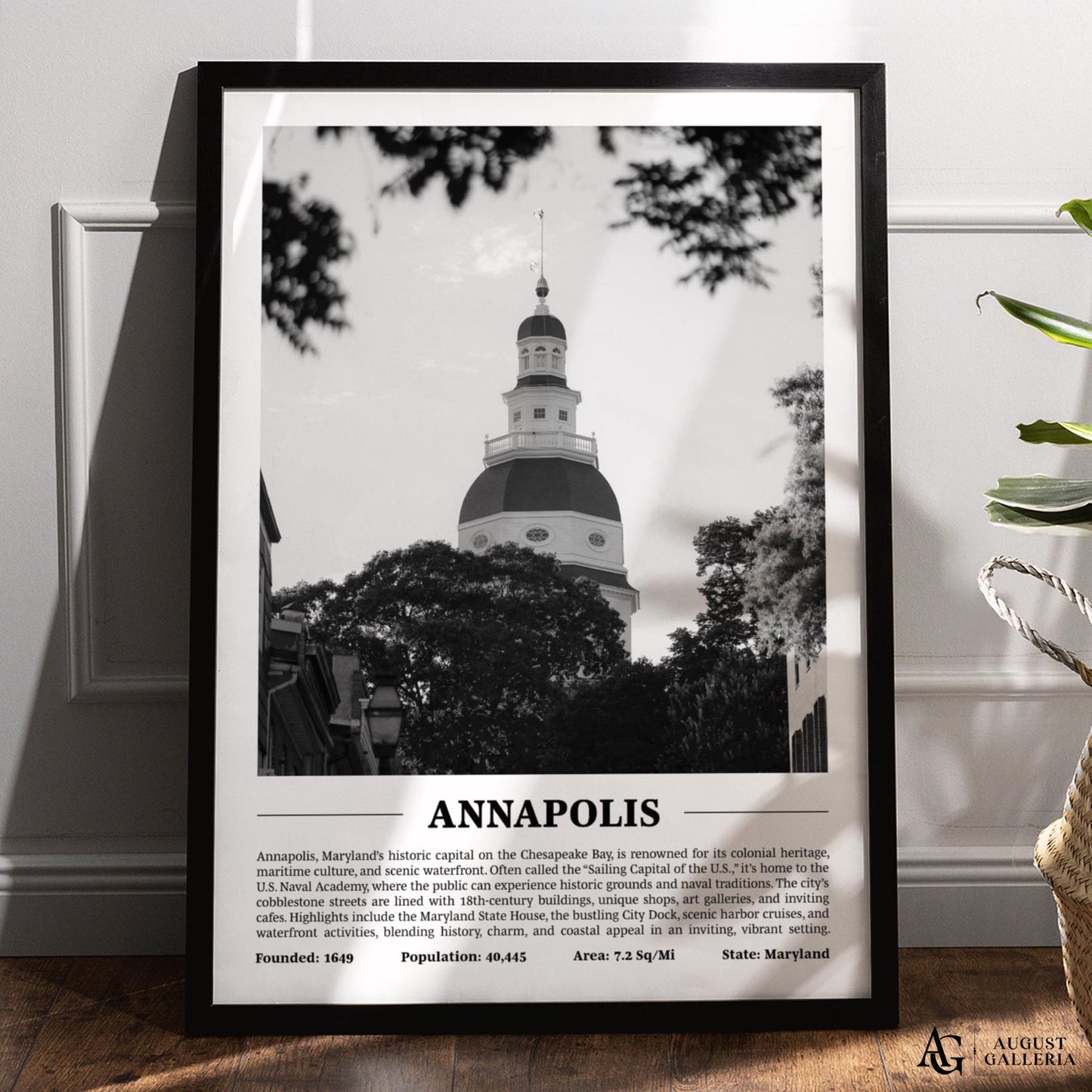 Annapolis Black & White City Print