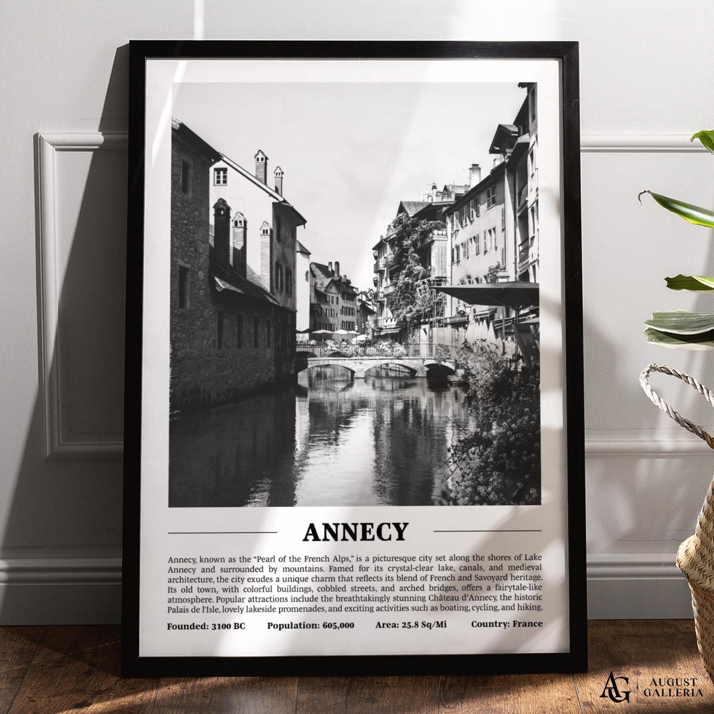 Annecy Black & White City Print