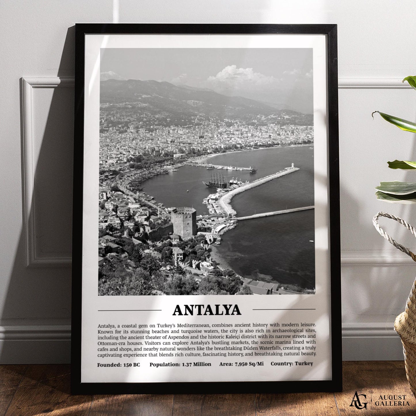 Antalya Black & White City Print