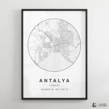 Antalya Minimalist Map