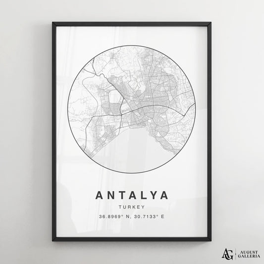 Antalya Minimalist Map