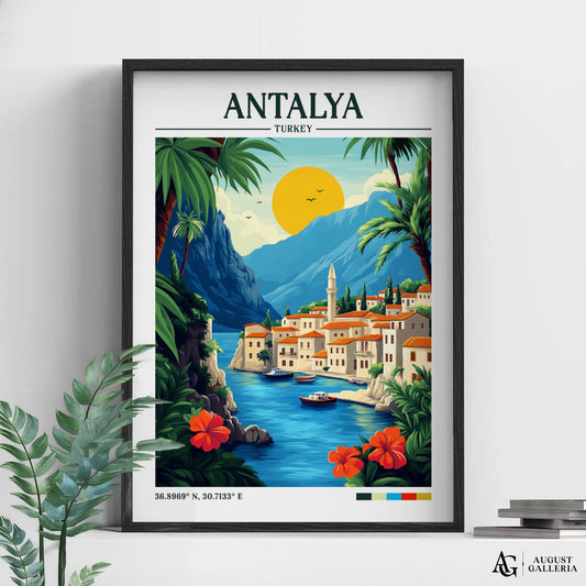 Antalya Turkey Retro Travel Print