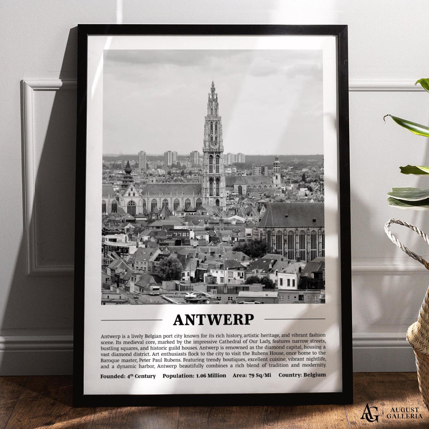 Antwerp Black & White City Print