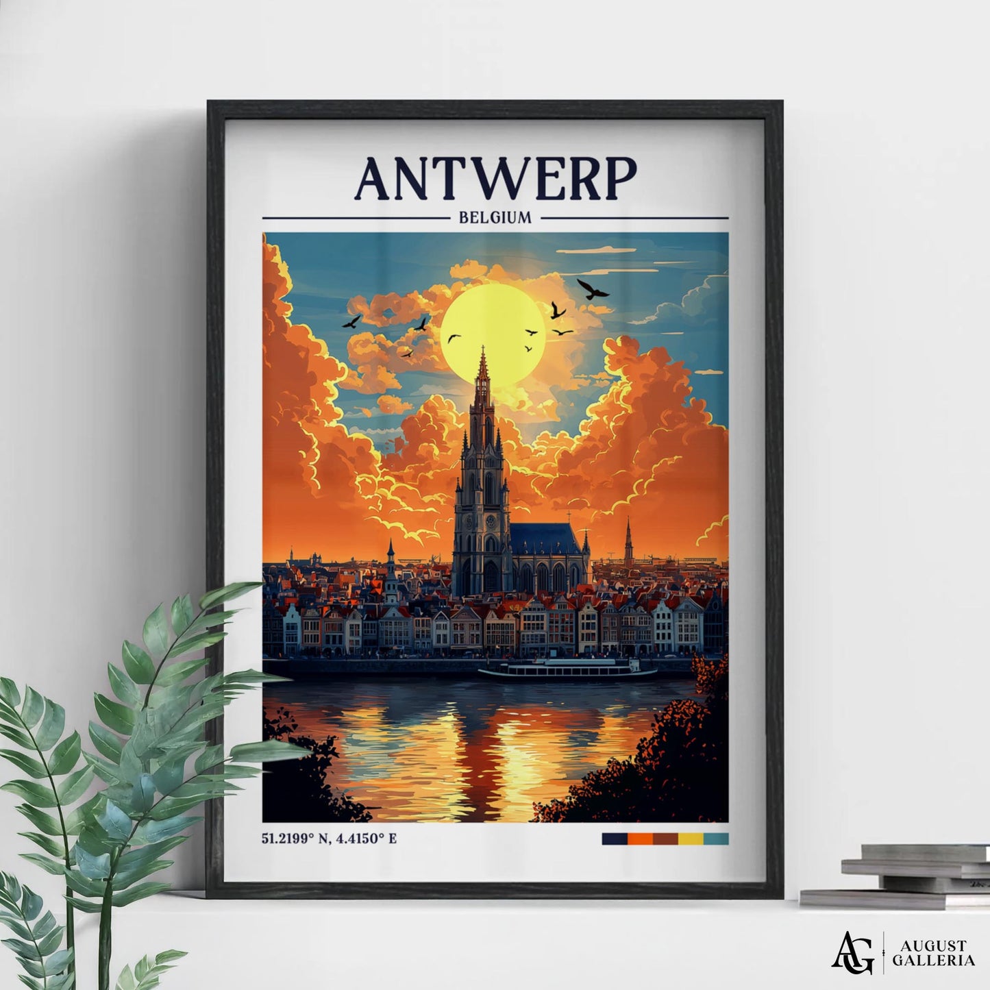 Antwerp Belgium Retro Travel Print
