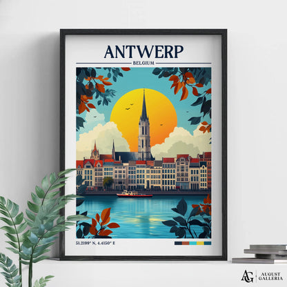 Antwerp Belgium Retro Travel Print