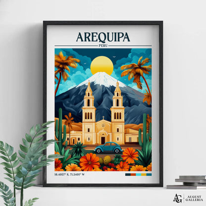 Arequipa Peru Retro Travel Print
