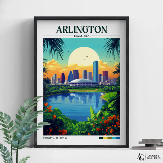 Arlington Texas Retro Travel Print