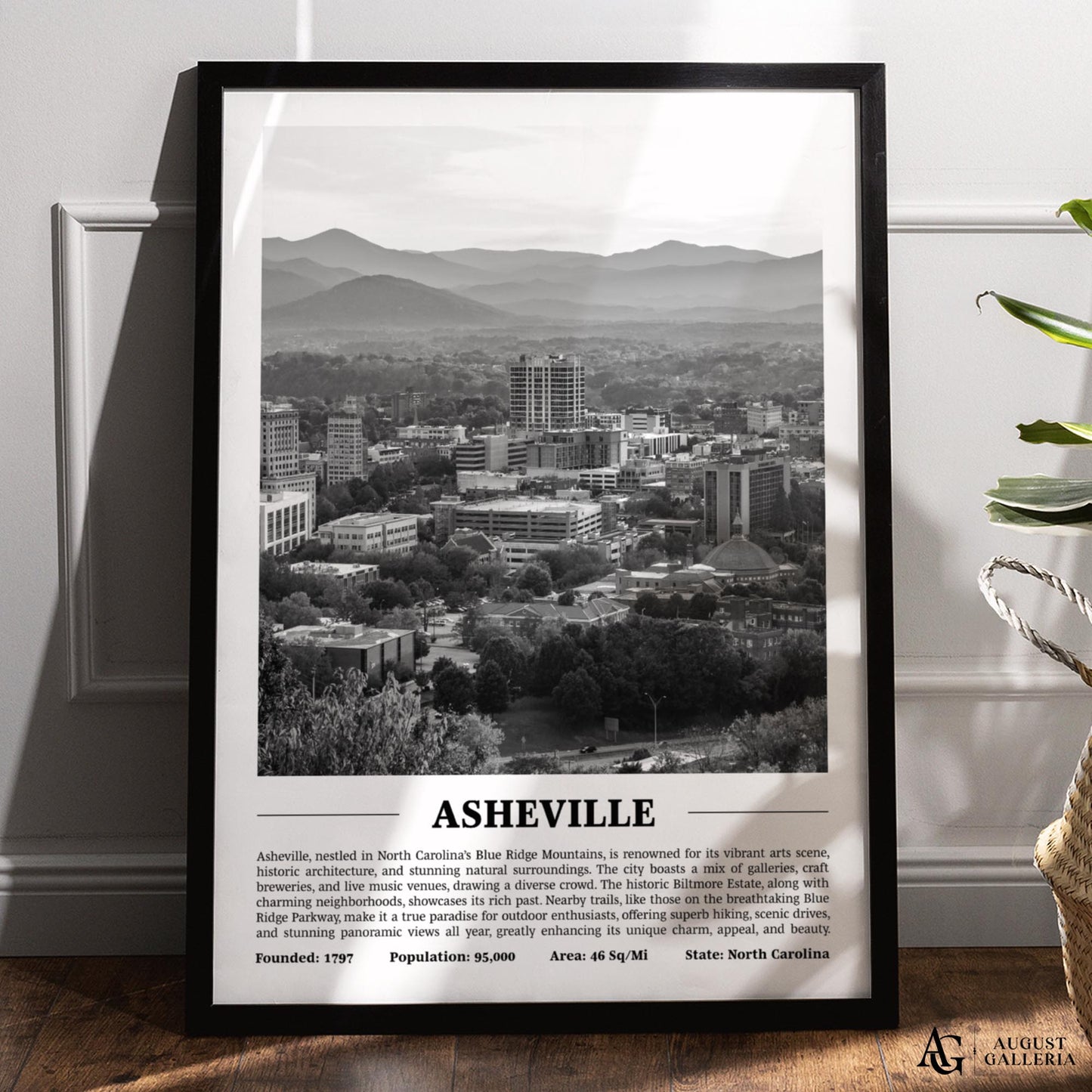 Asheville Black & White City Print