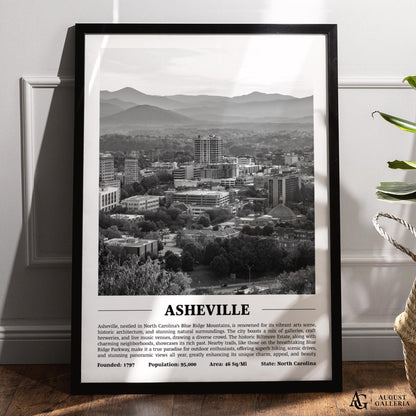 Asheville Black & White City Print