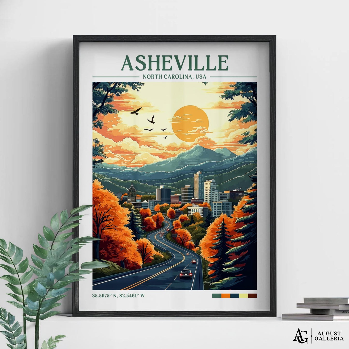 Asheville North Carolina Retro Travel Print