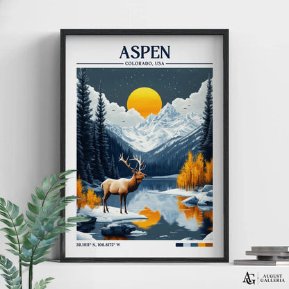 Aspen Colorado Retro Travel Print