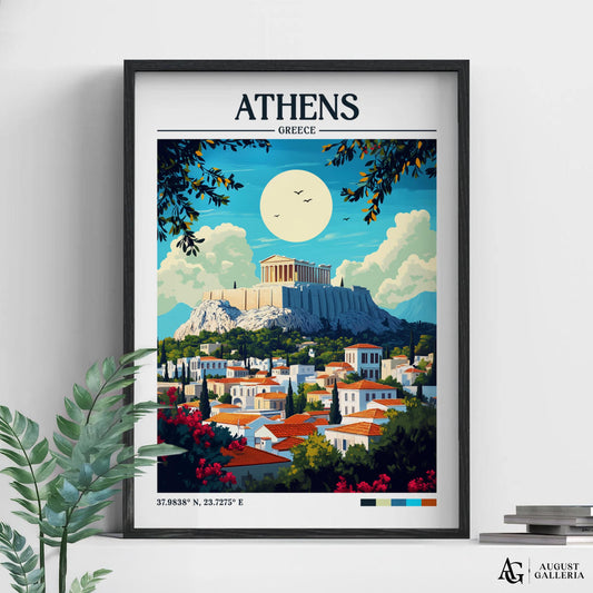Athens Greece Retro Travel Print