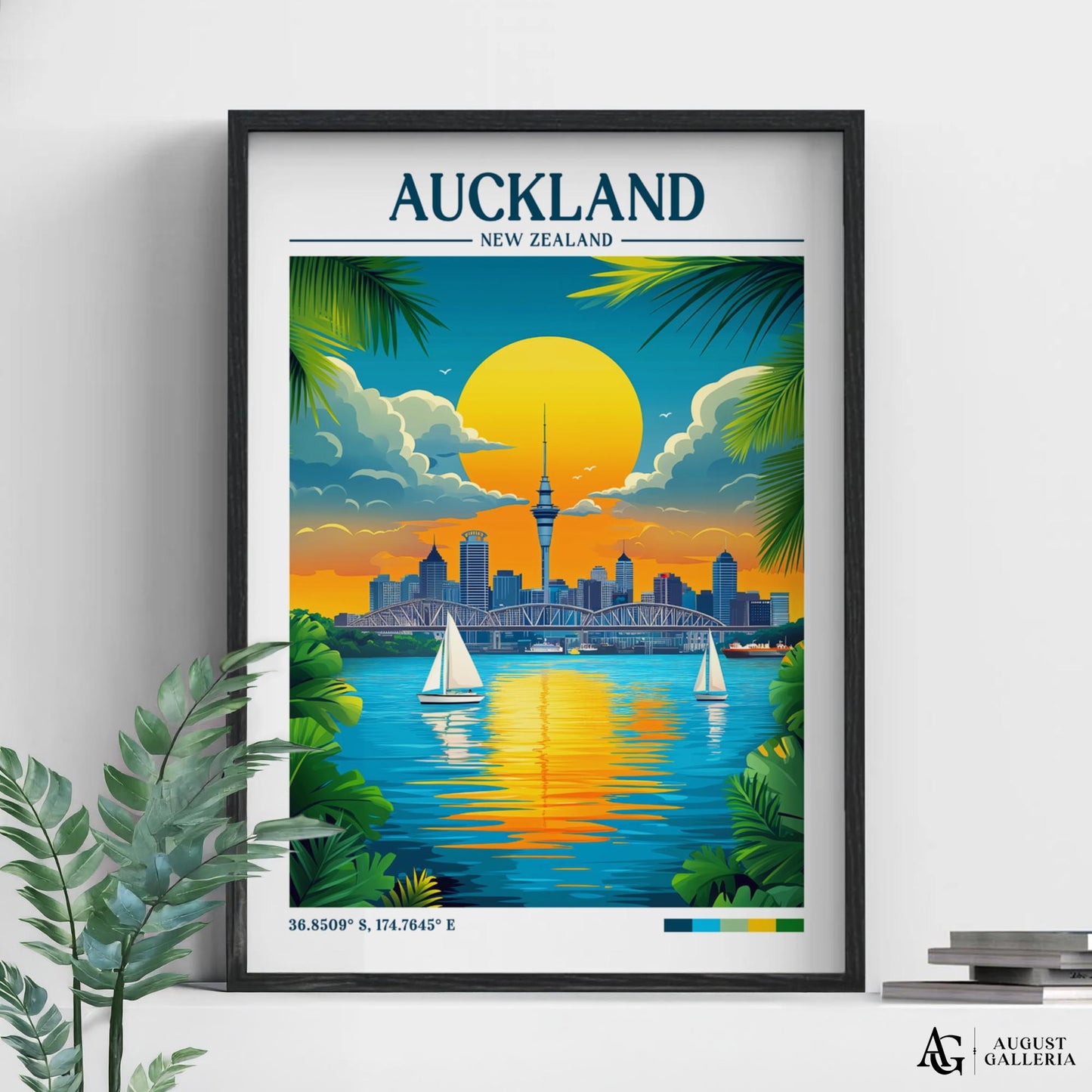 Auckland New Zealand Retro Travel Print
