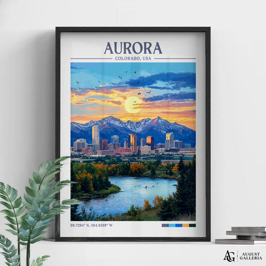 Aurora Colorado Retro Travel Print