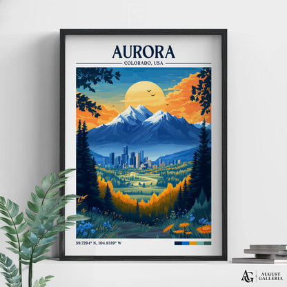 Aurora Colorado Retro Travel Print
