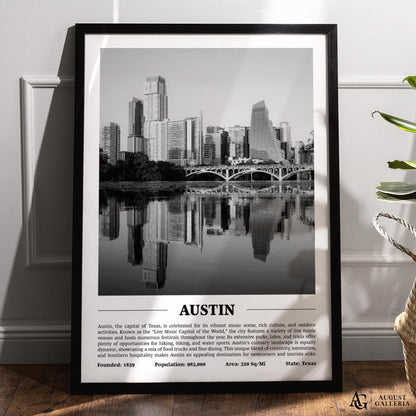 Austin Black & White City Print