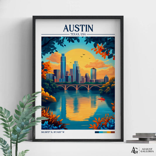 Austin Texas Retro Travel Print