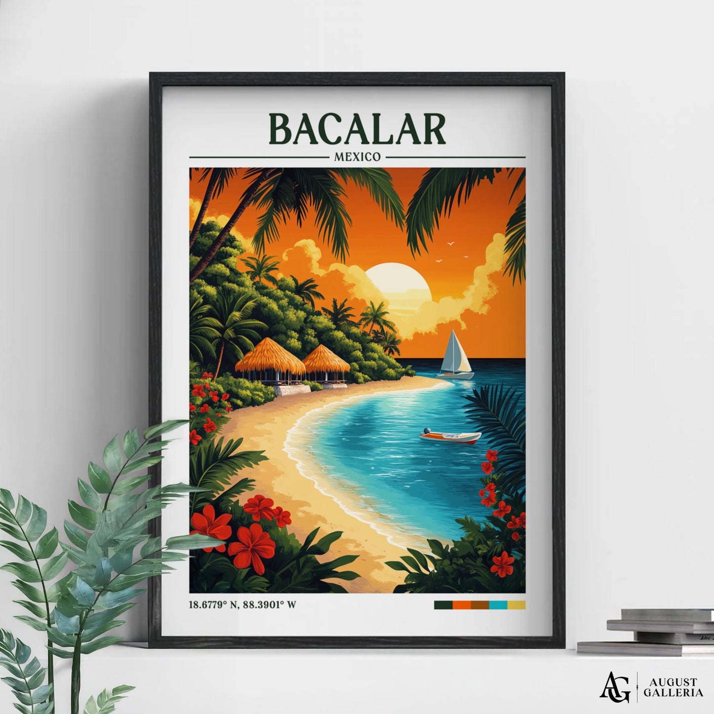 Bacalar Mexico Retro Travel Print
