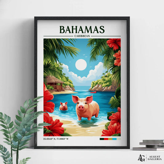 Bahamas Caribbean Retro Travel Print