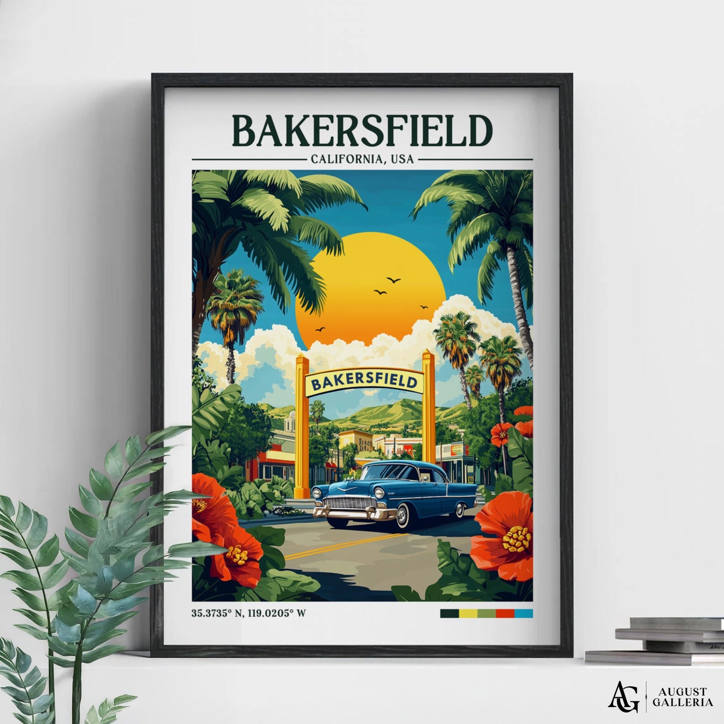 Bakersfield California Retro Travel Print