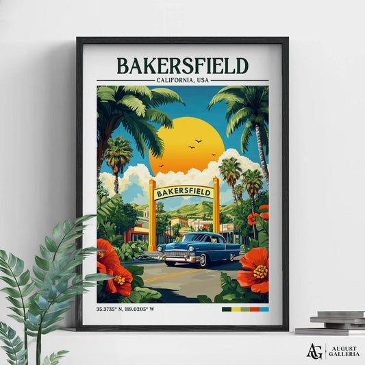 Bakersfield California Retro Travel Print