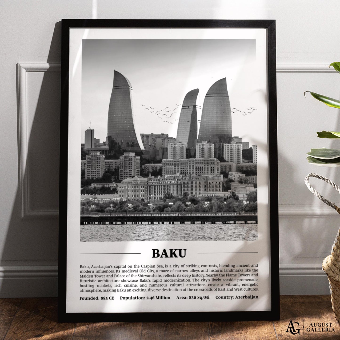 Baku Black & White City Print