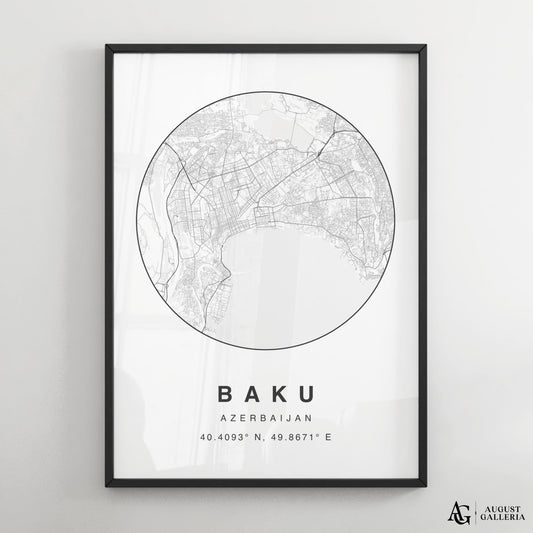 Baku Minimalist Map