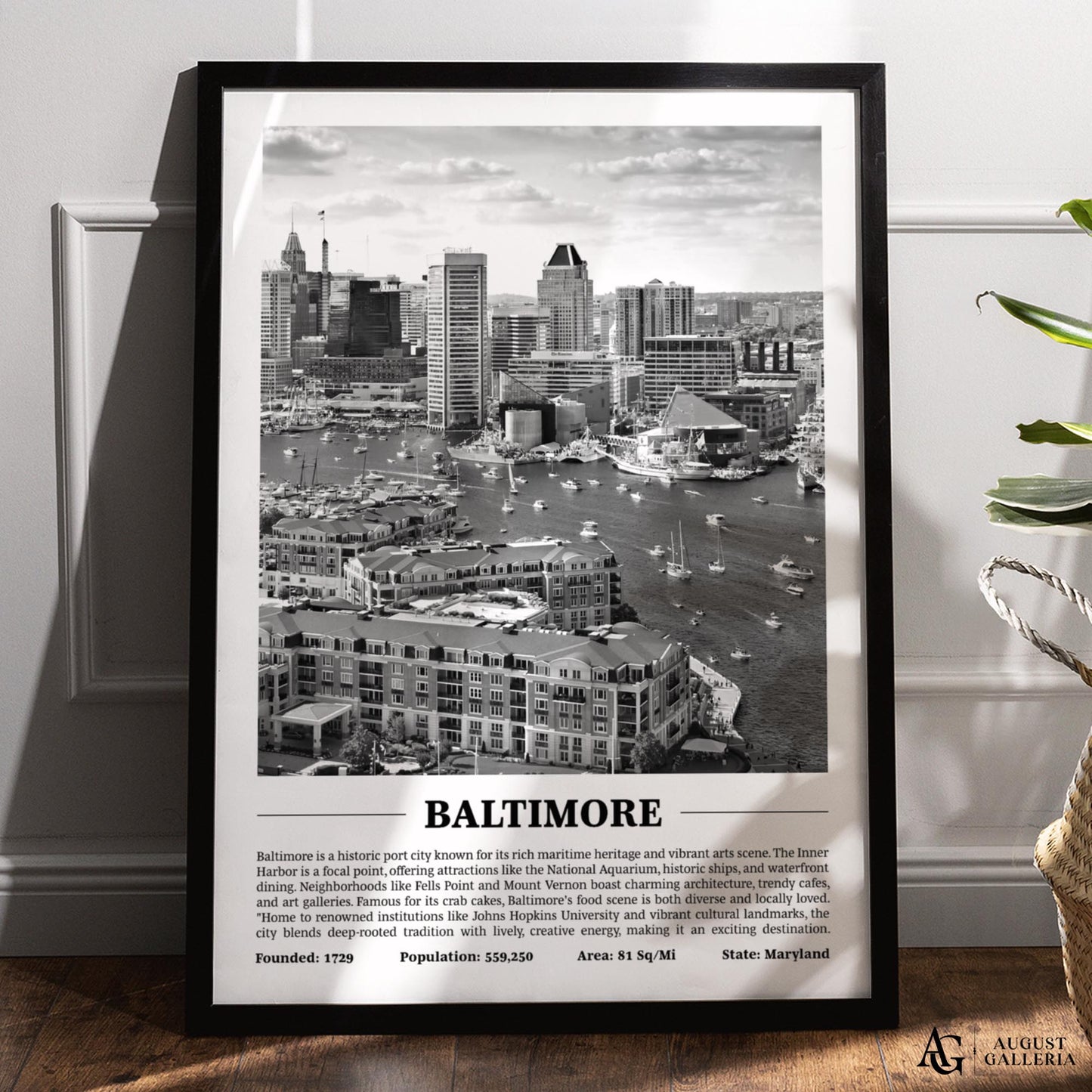 Baltimore Black & White City Print