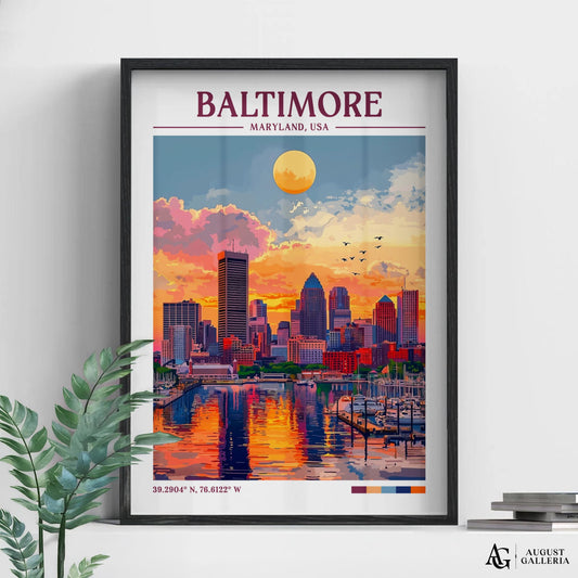 Baltimore Maryland Retro Travel Print