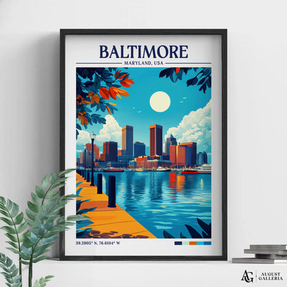 Baltimore Maryland Retro Travel Print