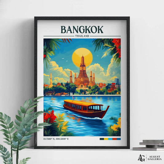 Bangkok Thailand Retro Travel Print