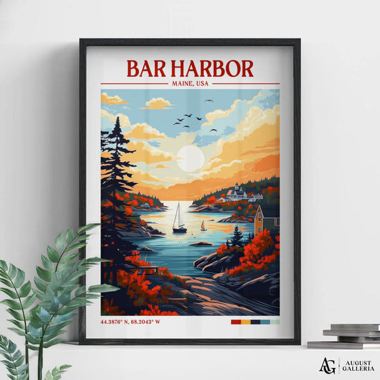 Bar Harbor Retro Travel Print