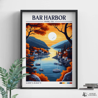 Bar Harbor Retro Travel Print