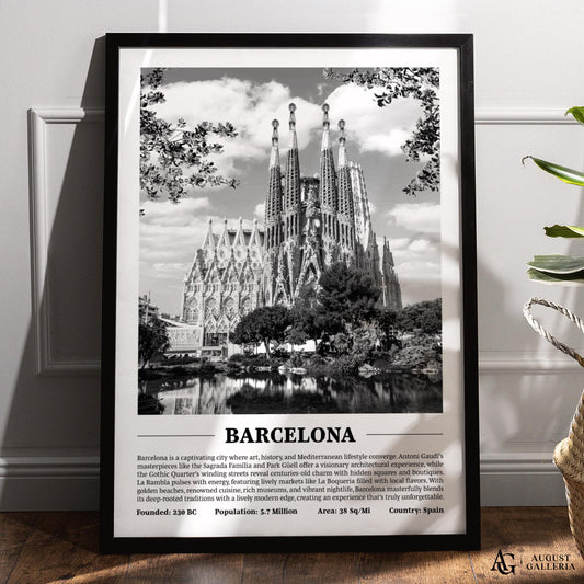 Barcelona Black & White City Print